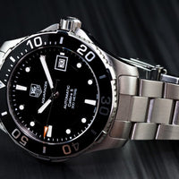 Tag Heuer Aquaracer Black Dial Silver Steel Strap Watch for Men - WAY111A.BA0928