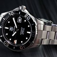 Tag Heuer Aquaracer Automatic Caliber 5 Black Dial Silver Steel Strap Watch for Men - WAN2110.BA0822