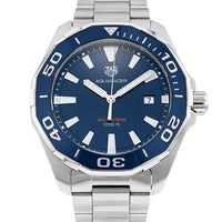 Tag Heuer Aquaracer Blue Dial Silver Steel Strap Watch for Men - WAY101C.BA0746