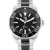 Tag Heuer Aquaracer Quartz Black Dial Two Tone Steel Strap Watch for Men - WAY131A.BA0913