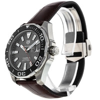 Tag Heuer Aquaracer Caliber 5 Black Dial Brown Leather Strap Watch for Men - WAY201M.FC6474