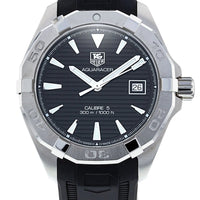 Tag Heuer Aquaracer Automatic Caliber 5 Black Dial Black Rubber Strap Watch for Men - WAY2110.FT8021
