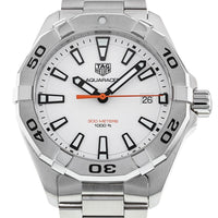 Tag Heuer Aquaracer Quartz White Dial Silver Steel Strap Watch for Men - WBD1111.BA0928