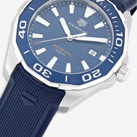 Tag Heuer Aquaracer Quartz Blue Dial Blue Rubber Strap Watch for Men - WAY101C.FT6153