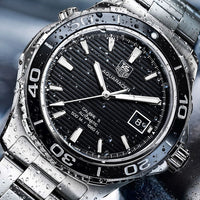 Tag Heuer Aquaracer Caliber 5 Automatic Black Dial Silver Steel Strap Watch for Men - WAK2110.BA0830
