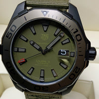 Tag Heuer Aquaracer Automatic Green Dial Khakhi Green Nylon Strap Watch for Men - WAY208E.FC8222