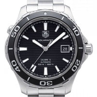 Tag Heuer Aquaracer Caliber 5 Automatic Black Dial Silver Steel Strap Watch for Men - WAK2110.BA0830