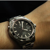Tag Heuer Aquaracer Caliber 5 Automatic Black Dial Silver Steel Strap Watch for Men - WAK2110.BA0830