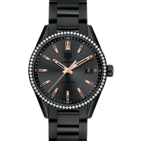 Tag Heuer Carrera Quartz Diamonds Black Dial Black Steel Strap Watch for Women - WAR1115.BA0602