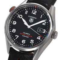Tag Heuer Carrera Calibre 5 Drive Timer Black Dial Black Leather Strap Watch for Men - WAR2A10.FC6337