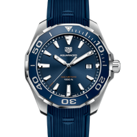 Tag Heuer Aquaracer Quartz Blue Dial Blue Rubber Strap Watch for Men -  WAY101C.FC6153