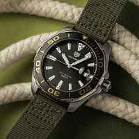 Tag Heuer Aquaracer Black Dial Khakhi Green NATO Strap Watch for Men - WAY101E.FC8222
