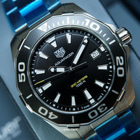 Tag Heuer Aquaracer Black Dial Silver Steel Strap Watch for Men - WAY111A.BA0928