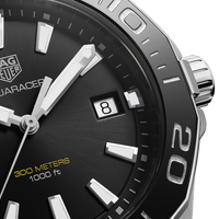 Tag Heuer Aquaracer Black Dial Silver Steel Strap Watch for Men - WAY111A.BA0928