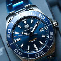 Tag Heuer Aquaracer Blue Dial Quartz Silver Steel Strap Watch for Men - WAY111C.BA0928