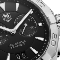 Tag Heuer Aquaracer Quartz Black Dial Silver Steel Strap Watch for Men - WAY111Z.BA0928