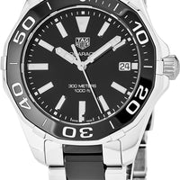 Tag Heuer Aquaracer Quartz Black Dial Two Tone Steel Strap Watch for Men - WAY131A.BA0913