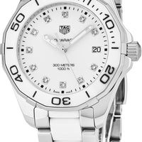 Tag Heuer Aquaracer Diamonds White Dial Two Tone Steel Strap Watch for Women - WAY131D.BA0914