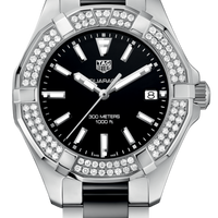 Tag Heuer Aquaracer Quartz Diamonds Black Dial Two Tone Steel Strap Watch for Men - WAY131E.BA0913
