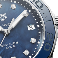 Tag Heuer Aquaracer Quartz Mother of Pearl Blue Dial Blue NATO Strap Watch for Women - WAY131L.FT6091