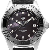 Tag Heuer Aquaracer Quartz Mother of Pearl Black Dial Black NATO Strap Watch for Women - WAY131M.FT6092