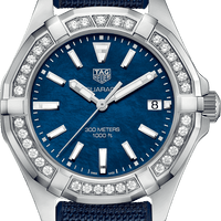 Tag Heuer Aquaracer Quartz Diamonds Blue Dial Blue Nylon Strap Watch for Women - WAY131N.FT6091