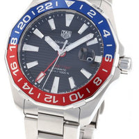 Tag Heuer Aquaracer GMT Caliber 7 Pepsi Black Dial Silver Steel Strap Watch for Men - WAY201F.BA0927