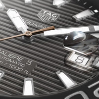 Tag Heuer Aquaracer Caliber 5 Black Dial Brown Leather Strap Watch for Men - WAY201M.FC6474