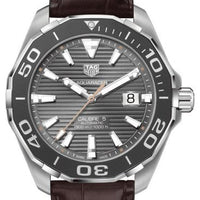 Tag Heuer Aquaracer Caliber 5 Black Dial Brown Leather Strap Watch for Men - WAY201M.FC6474