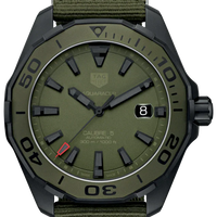 Tag Heuer Aquaracer Automatic Green Dial Khakhi Green Nylon Strap Watch for Men - WAY208E.FC8222