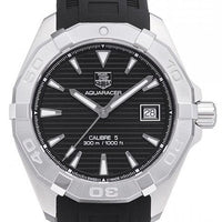 Tag Heuer Aquaracer Automatic Caliber 5 Black Dial Black Rubber Strap Watch for Men - WAY2110.FT8021