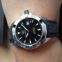 Tag Heuer Aquaracer Automatic Caliber 5 Black Dial Black Rubber Strap Watch for Men - WAY2110.FT8021