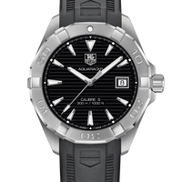 Tag Heuer Aquaracer Caliber 5 Automatic Black Dial Black Rubber Strap Watch for Men - WAY2113.FT8021