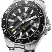 Tag Heuer Aquaracer Automatic Black Dial Silver Steel Strap Watch for Men - WAY211A.BA0928