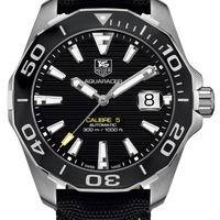 Tag Heuer Aquaracer Calibre 5 Automatic Black Dial Black Nylon Strap Watch for Men - WAY211A.FC6362
