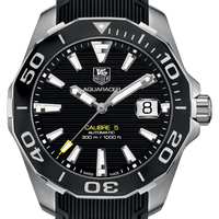Tag Heuer Aquaracer Calibre 5 Automatic Black Dial Black Rubber Strap Watch for Men -  WAY211A.FT6151