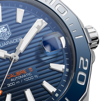 Tag Heuer Aquaracer Calibre 5 Blue Dial Silver Steel Strap Watch for Men - WAY211C.BA0928