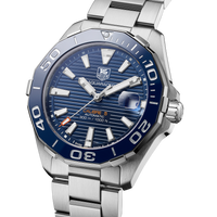 Tag Heuer Aquaracer Calibre 5 Blue Dial Silver Steel Strap Watch for Men - WAY211C.BA0928