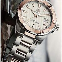 Tag Heuer Aquaracer Calibre 5 Automatic White Dial Two Tone Steel Strap Watch for Men - WAY2150.BD0911