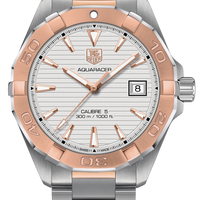 Tag Heuer Aquaracer Calibre 5 Automatic White Dial Two Tone Steel Strap Watch for Men - WAY2150.BD0911