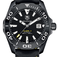 Tag Heuer Aquaracer Calibre 5 Automatic Black Dial Black Nylon Strap Watch for Men - WAY218A.FC6362