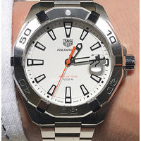 Tag Heuer Aquaracer Quartz White Dial Silver Steel Strap Watch for Men - WBD1111.BA0928