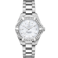 Tag Heuer Aquaracer Diamonds Mother of Pearl Dial Silver Steel Strap Watch for Women - WBD1313.BA0740