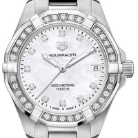 Tag Heuer Aquaracer Diamonds White Mother of Pearl Dial Silver Steel Strap Watch for Women - WBD1315.BA0740