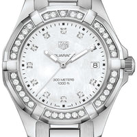 Tag Heuer Aquaracer Diamonds Mother of Pearl White Dial Silver Steel Strap Watch for Women - WBD131C.BA0748