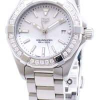 Tag Heuer Aquaracer Diamonds Mother of Pearl White Dial Silver Steel Strap Watch for Women - WBD1413.BA0741