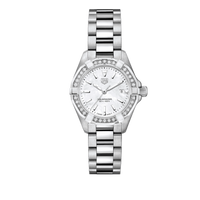 Tag Heuer Aquaracer Diamonds Mother of Pearl White Dial Silver Steel Strap Watch for Women - WBD1413.BA0741