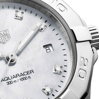 Tag Heuer Aquaracer Diamonds Mother of Pearl Dial Silver Steel Strap Watch for Women - WBD131B.BA0748
