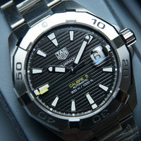 Tag Heuer Aquaracer Automatic Caliber 5 Black Dial Silver Steel Strap Watch for Men - WBD2110.BA0928