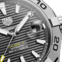 Tag Heuer Aquaracer Calibre 5 Grey Dial Silver Steel Strap Watch for Men - WBD2113.BA0928